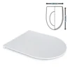 Sedile wc copriwater filo muro piatto in plastica bianca cm.36 x 44 con chiusura rallentata IDROBLOK