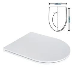 Sedile wc copriwater filo muro piatto in plastica bianca cm.36 x 44 con chiusura rallentata IDROBLOK