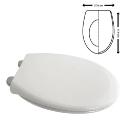 Sedile wc copriwater universale in plastica bianca cm.37 x 47 con chiusura rallentata IDROBLOK