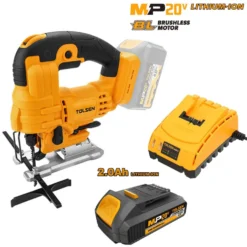 Seghetto alternativo a batteria 20V brushless TOLSEN 87284 con batteria litio 20V 2Ah e caricabatteria