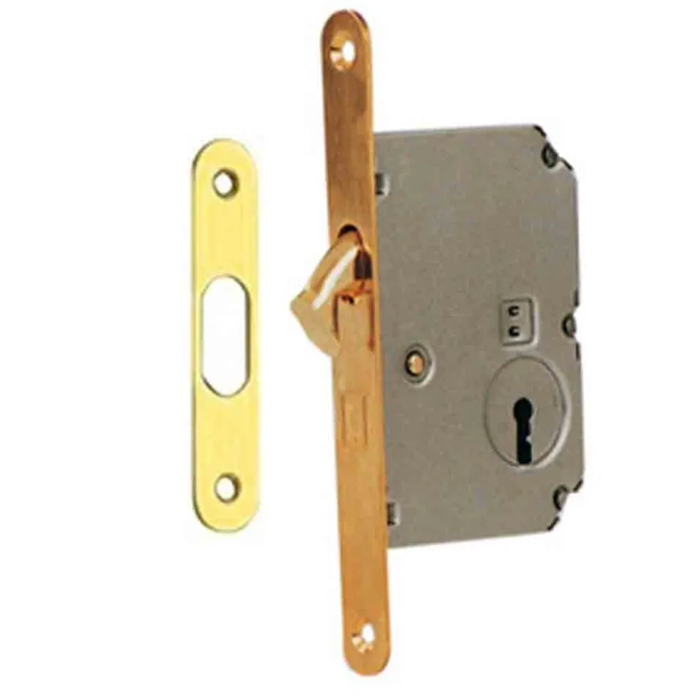 Serratura a gancio per porte scorrevoli mm.50 oro lucido BONAITI