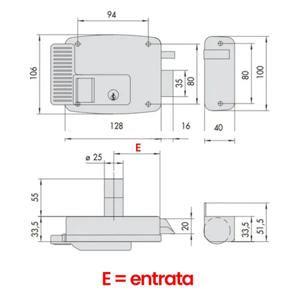 Serratura elettrica per cancello CISA 11721 entrata 50/60/70/80 mano dx/sx