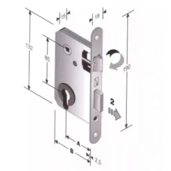 Serratura patent BONAITI foro yale inter.85 frontale tondo ottonato
