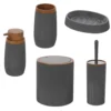 Set accessori da bagno 5 pz. serie LONDON in abs grigio con particolari effetto legno