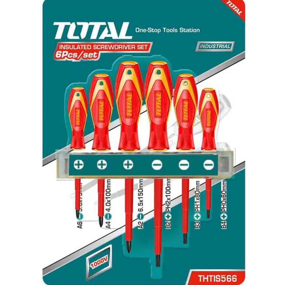 Set cacciaiviti isolati 1000V da elettricista 6 pezzi TOTAL TOTTHTIS566