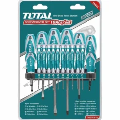 Set 18 cacciaviti professionali in acciaio al cromo vanadio e manici soft grip TOTAL HT250618