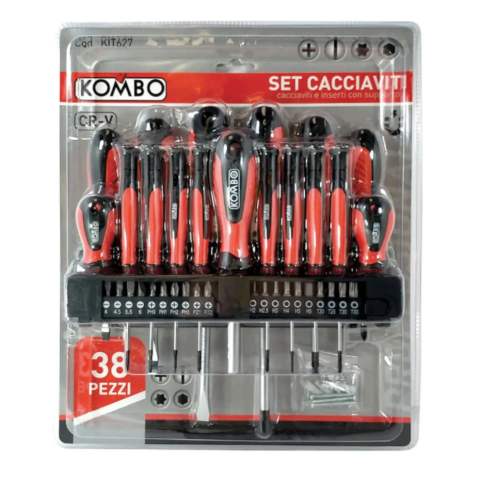 Set cacciaviti professionali in acciaio al cromo vanadio CR-V 38 pezzi KOMBO KIT627
