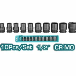 Set 10 chiavi a bussola esagonali da 1/2" acciaio temprato TOTTHISTD12101