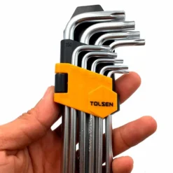Set chiavi torx a brugola prolungati con foro pz.9 chiavini torx TOLSEN 20057