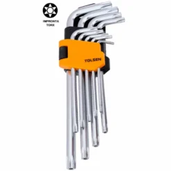 Set chiavi torx a brugola prolungati con foro pz.9 chiavini torx TOLSEN 20057