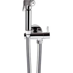 Set idroscopino igienico cromato doccetta + flessibile + rubinetto + supporto a muro REMER