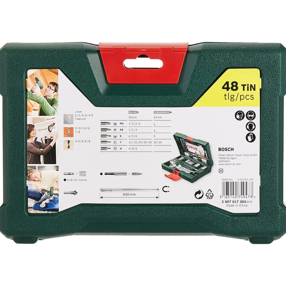 Set punte e bits per avvitatura e foratura BOSCH V-LINE 2607017303 pz.48 con custodia