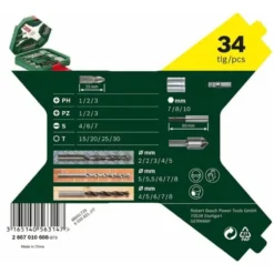 Set punte e bits per avvitatura e foratura BOSCH X-LINE 2607010608 pz.34 con custodia