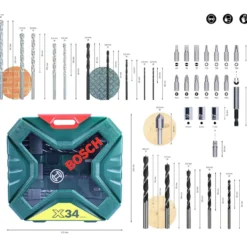 Set punte e bits per avvitatura e foratura BOSCH X-LINE 2607010608 pz.34 con custodia