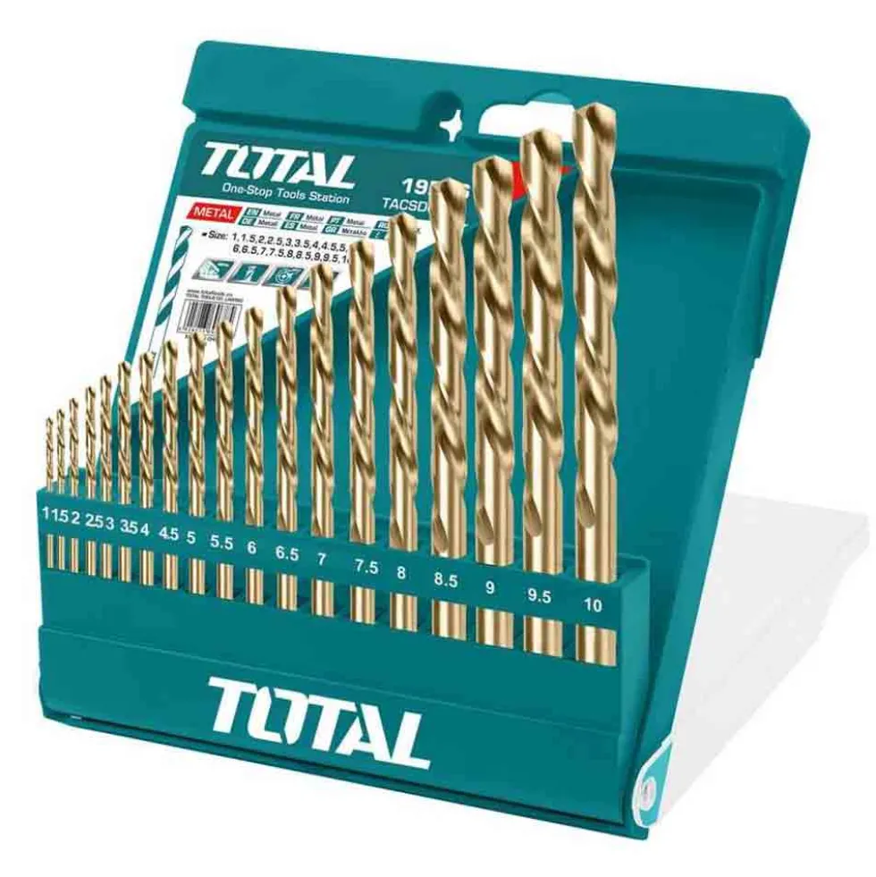 Set 19 punte HSS rettificate per metallo da 1 a 10 mm. TOTAL TOTTACSD0195