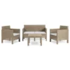 Set salotto da giardino 4 posti PENELOPE in resina effetto rattan color cappuccino
