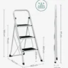 Sgabello salvaspazio in acciaio 3 gradini scaletto basso portata max 150kg
