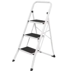 Sgabello salvaspazio in acciaio 3 gradini scaletto basso portata max 150kg