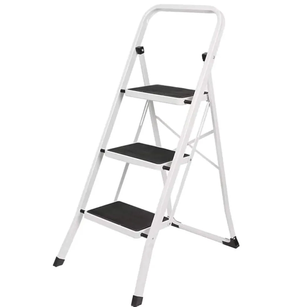 Sgabello salvaspazio in acciaio 3 gradini scaletto basso portata max 150kg