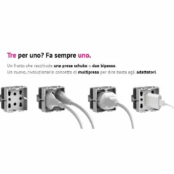 SIDE Presa universale schuko + 2 bivalenti adattabile Bticino Matix