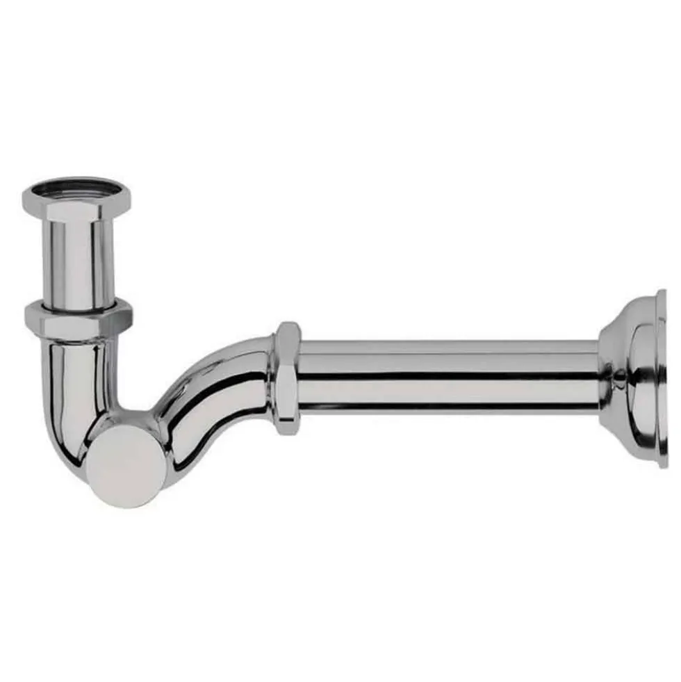 Sifone cromato a S da 1"1/4 per scarico lavabo e bidet