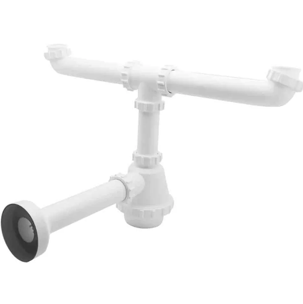 Sifone in pvc bianco a 2 vie 1"1/2 x 40 per lavello cucina DIANHYDRO