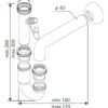 Sifone pvc a S autopulente 1 via 1"1/2 x 40 con attacco lavatrice/lavastoviglie per lavello cucina