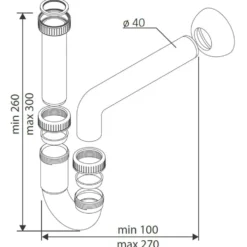 Sifone pvc a S autopulente 1 via 1"1/2 x 40 per lavello cucina