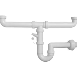 Sifone pvc a S autopulente 2 vie 1"1/2 x 40 con attacco lavatrice/lavastoviglie per lavello cucina