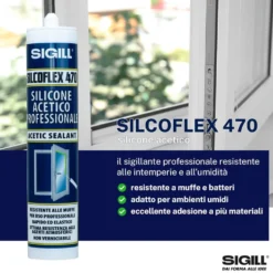Silicone sigillante acetico professionale SIGILL SILCOFLEX 470 ml.280 marrone