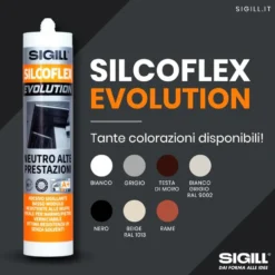 Silicone sigillante neutro ad alte prestazioni SIGILL SILCOFLEX EVOLUTION ml.290 beige RAL 1013