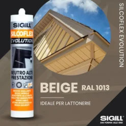 Silicone sigillante neutro ad alte prestazioni SIGILL SILCOFLEX EVOLUTION ml.290 beige RAL 1013