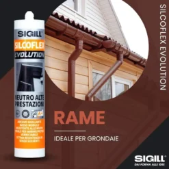 Silicone sigillante neutro ad alte prestazioni SIGILL SILCOFLEX EVOLUTION ml.290 color rame per grondaie