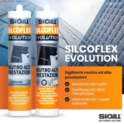 Silicone sigillante neutro ad alte prestazioni SIGILL SILCOFLEX EVOLUTION ml.290 testa di moro