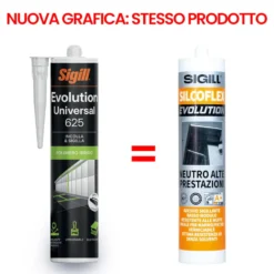 Silicone sigillante neutro ibrido ad alte prestazioni SIGILL SILCOFLEX EVOLUTION UNIVERSAL 625 ml.290 bianco