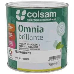 Smalto acrilico all'acqua lucido brillante OMNIA bianco - nero tinte RAL e NCS inodore antigraffio COL. SAMMARINESE vari formati