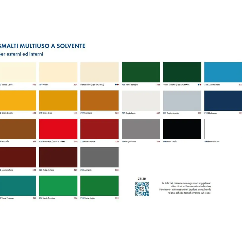 Smalto antiruggine sintetico multiuso ARCO ZELTH lucido lt.0,750 - lt.2,50 colori di cartella