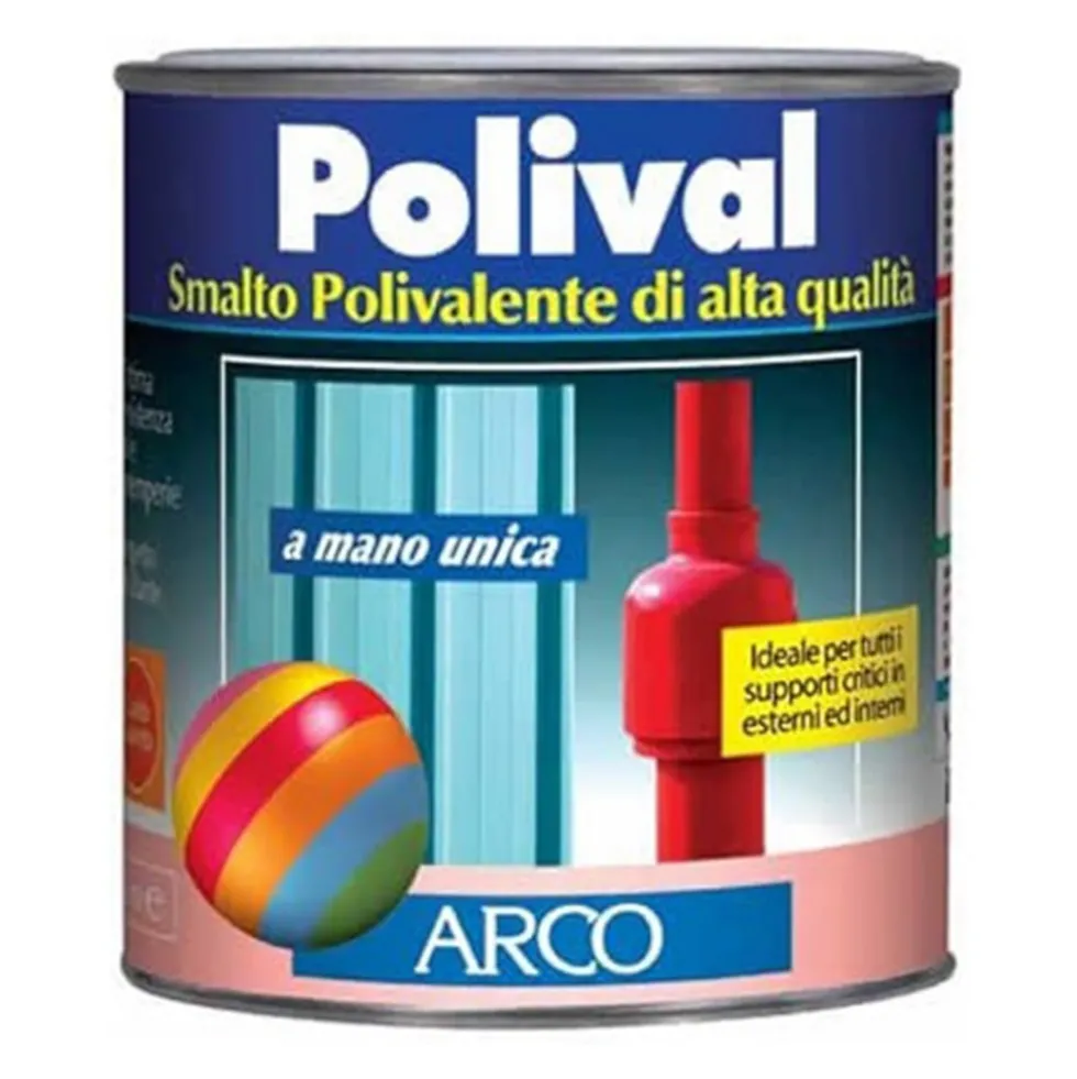 Smalto polivalente a mano unica per supporti critici ARCO POLIVAL lt.0,750 colori di cartella