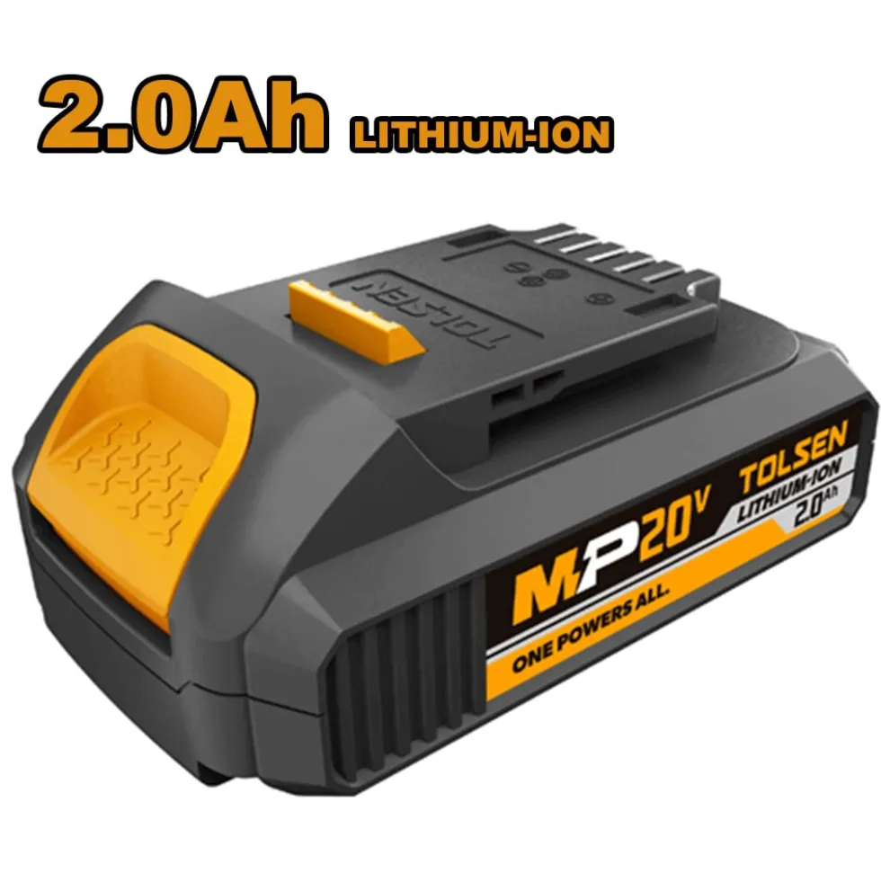 Smerigliatrice angolare a batteria 20V BRUSHLESS mm.125 serie MP20V con 2 batterie 20V 2.0Ah litio + caricabatteria TOLSEN 87278
