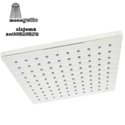 Soffione doccia quadro cm.20 x 20 monogetto con sistema anticalcare mod. 110-12601