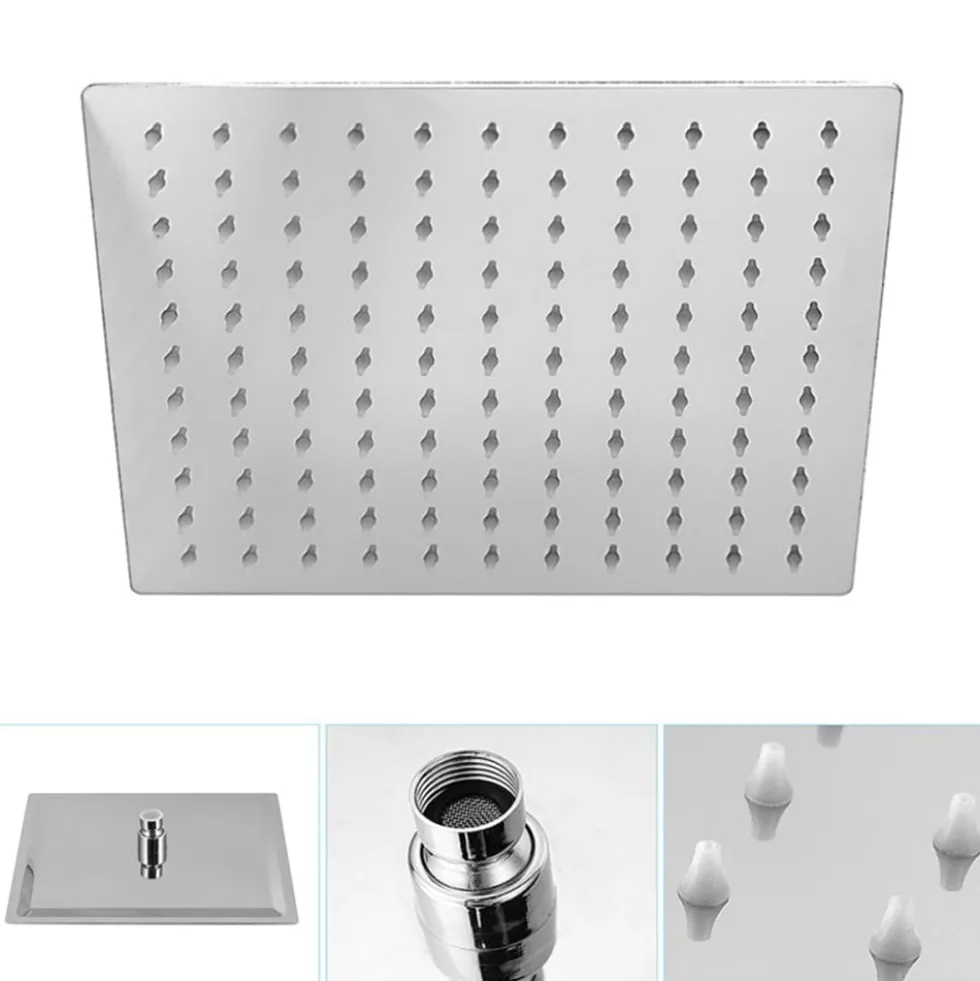 Soffione doccia ultra slim in acciaio INOX AISI 304 quadrato cm.20 x 20 cromato