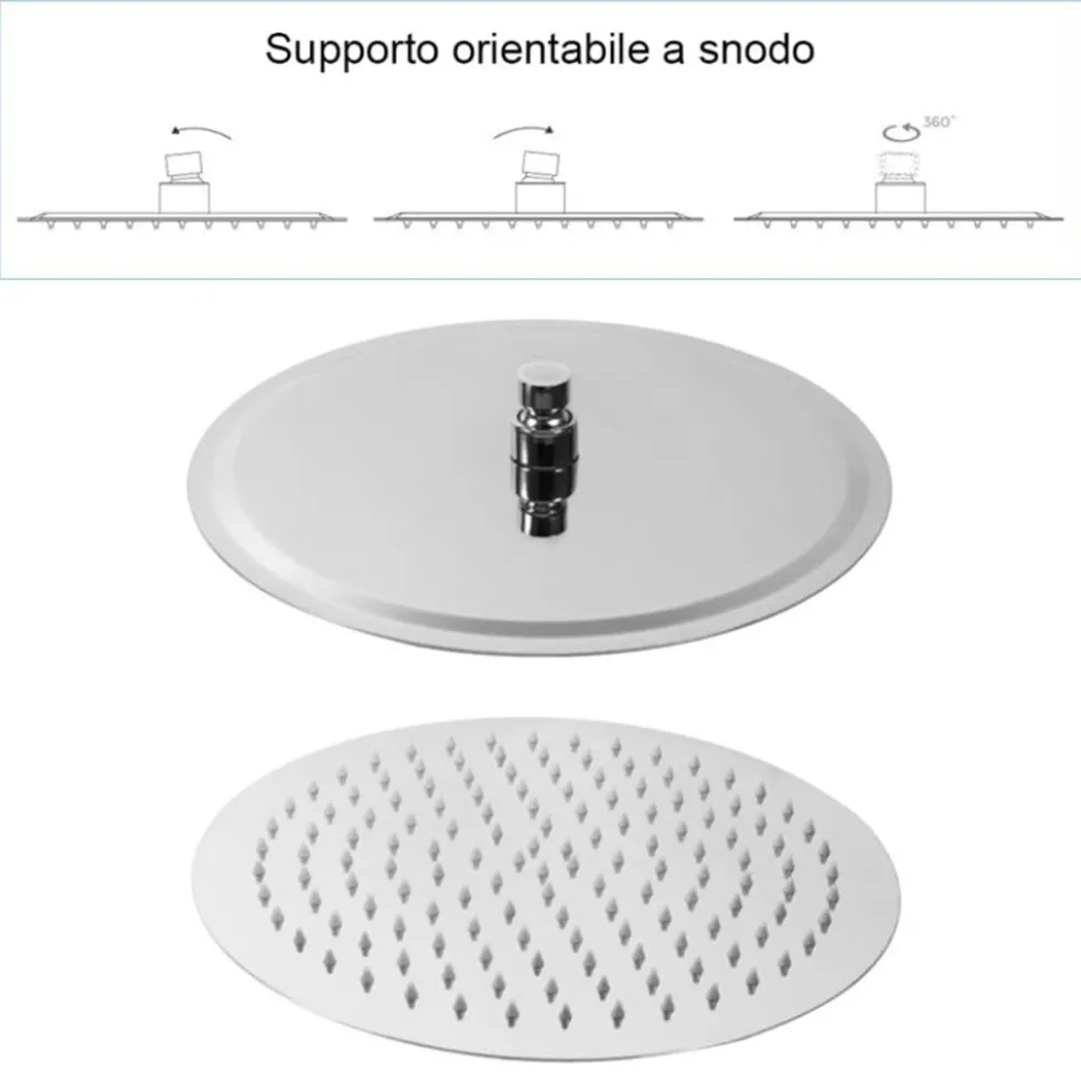 Soffione doccia ultra slim in acciaio INOX AISI 304 tondo cm.20 cromato
