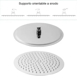 Soffione doccia ultra slim in acciaio INOX AISI 304 tondo cm.30 cromato