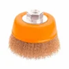 Spazzola a tazza mm.75 con fili acciaio filettatura M14 per smerigliatrice TOLSEN 77601