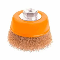 Spazzola a tazza mm.75 con fili acciaio filettatura M14 per smerigliatrice TOLSEN 77601