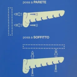 Stendibiancheria da parete e soffitto cm.100 JUMBO STEED 6 metri di stenditura
