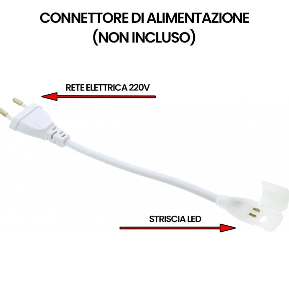 Striscia LED SMD 2835 220V 9W/mt. 900 lumen/mt. IP65 mm.10 x 5 varie tonalità di luce VENDITA AL METRO