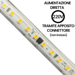 Striscia LED SMD 2835 220V 9W/mt. 900 lumen/mt. IP65 mm.10 x 5 varie tonalità di luce VENDITA AL METRO