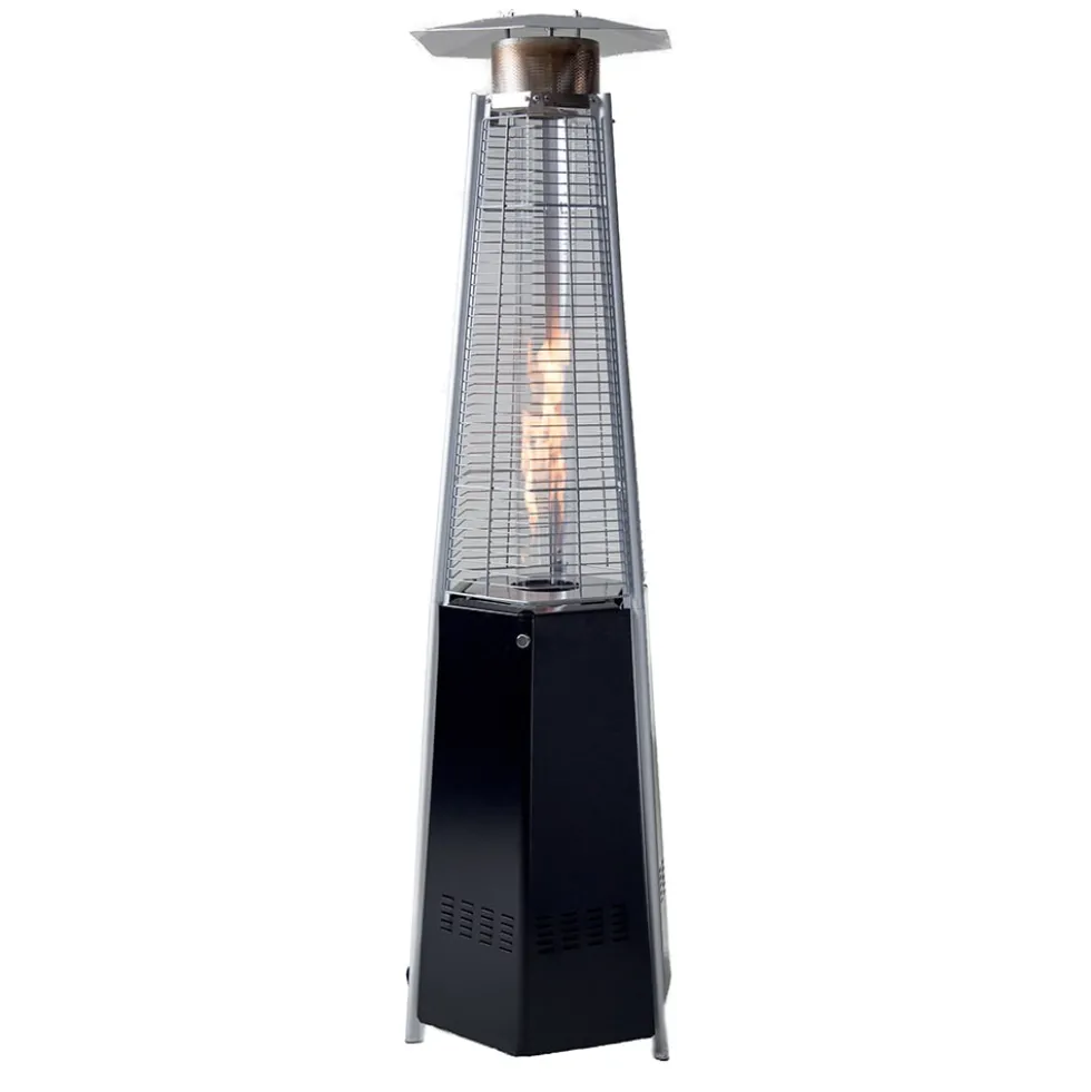 Stufa aerea piramide a gas da esterno LBH HEXAGON 12,5kw nera C LINE