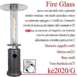 Stufa a gas cilindrica a fungo fire glass KE2020/V antracite 13kw stufa a piramide per esterno